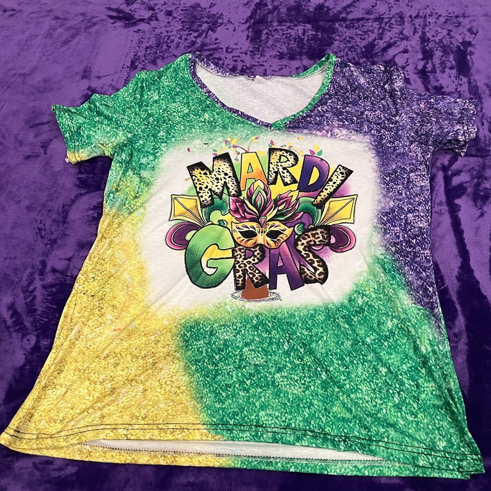 Mardi Gras T-Shirt - Green, Yellow, Purple